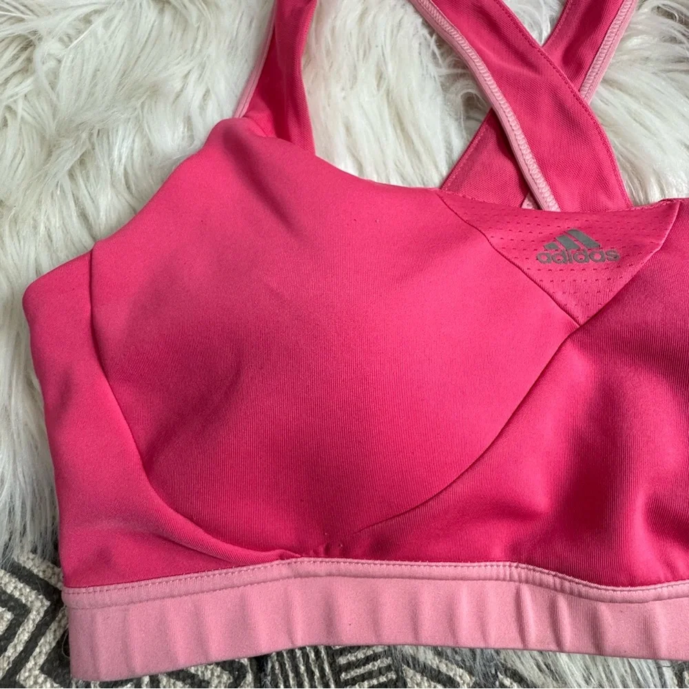 Adidas Women's Pink‎ Sports Bra Cross Back Large